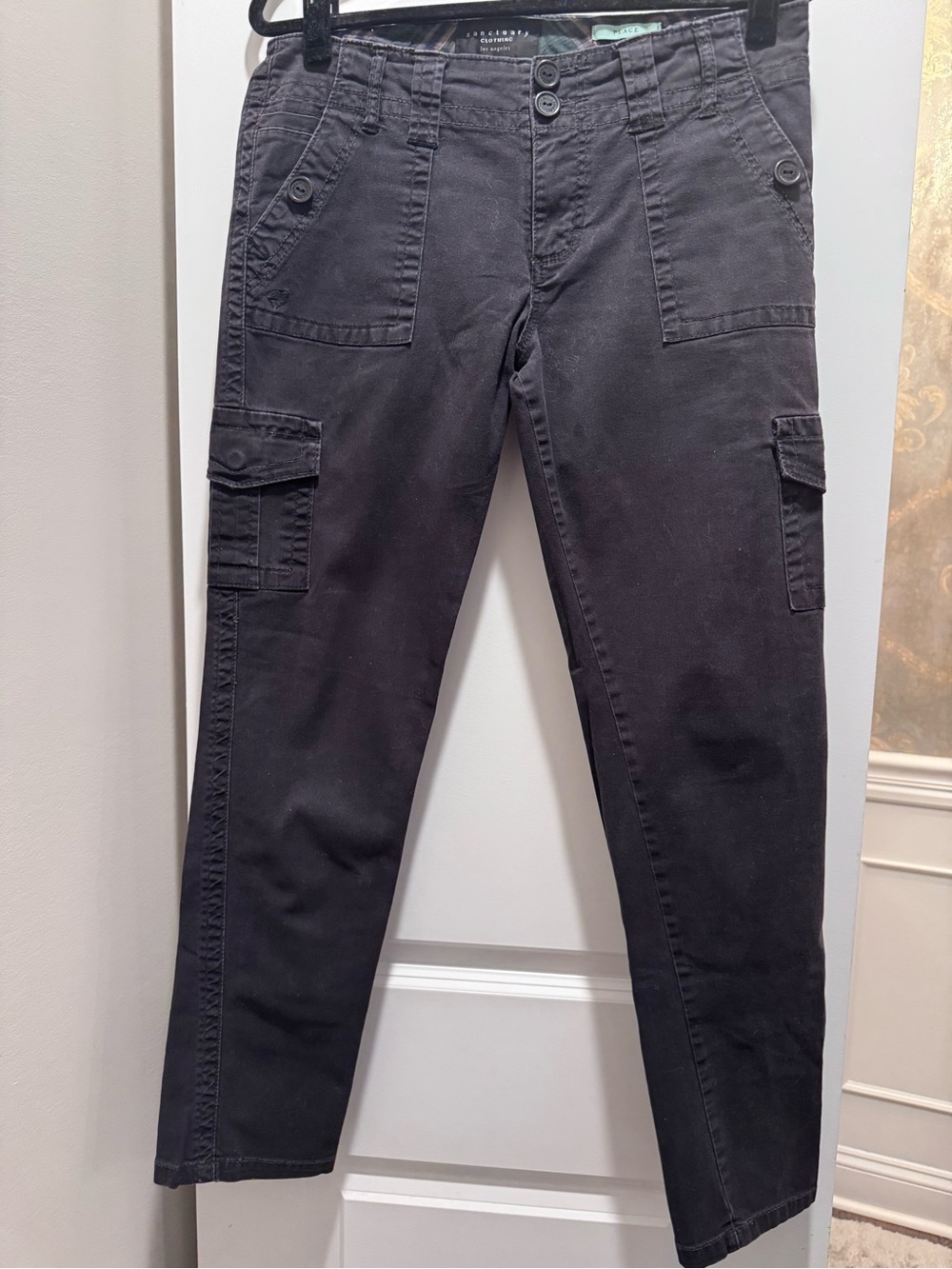 Sanctuary Black Button-Front Casual Cargo Pants